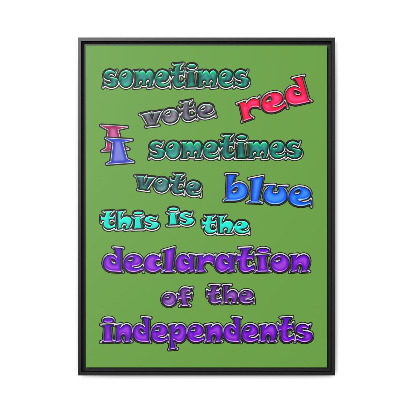 declaration of the independents - framed canvas art (green)