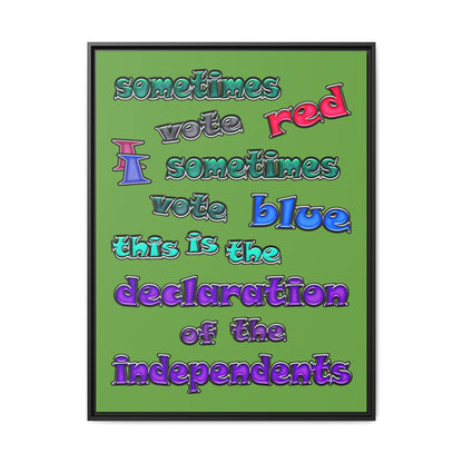 declaration of the independents - framed canvas art (green)