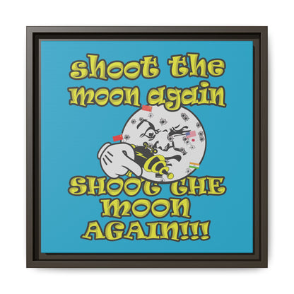 shoot the moon again - framed canvas art (turquoise)