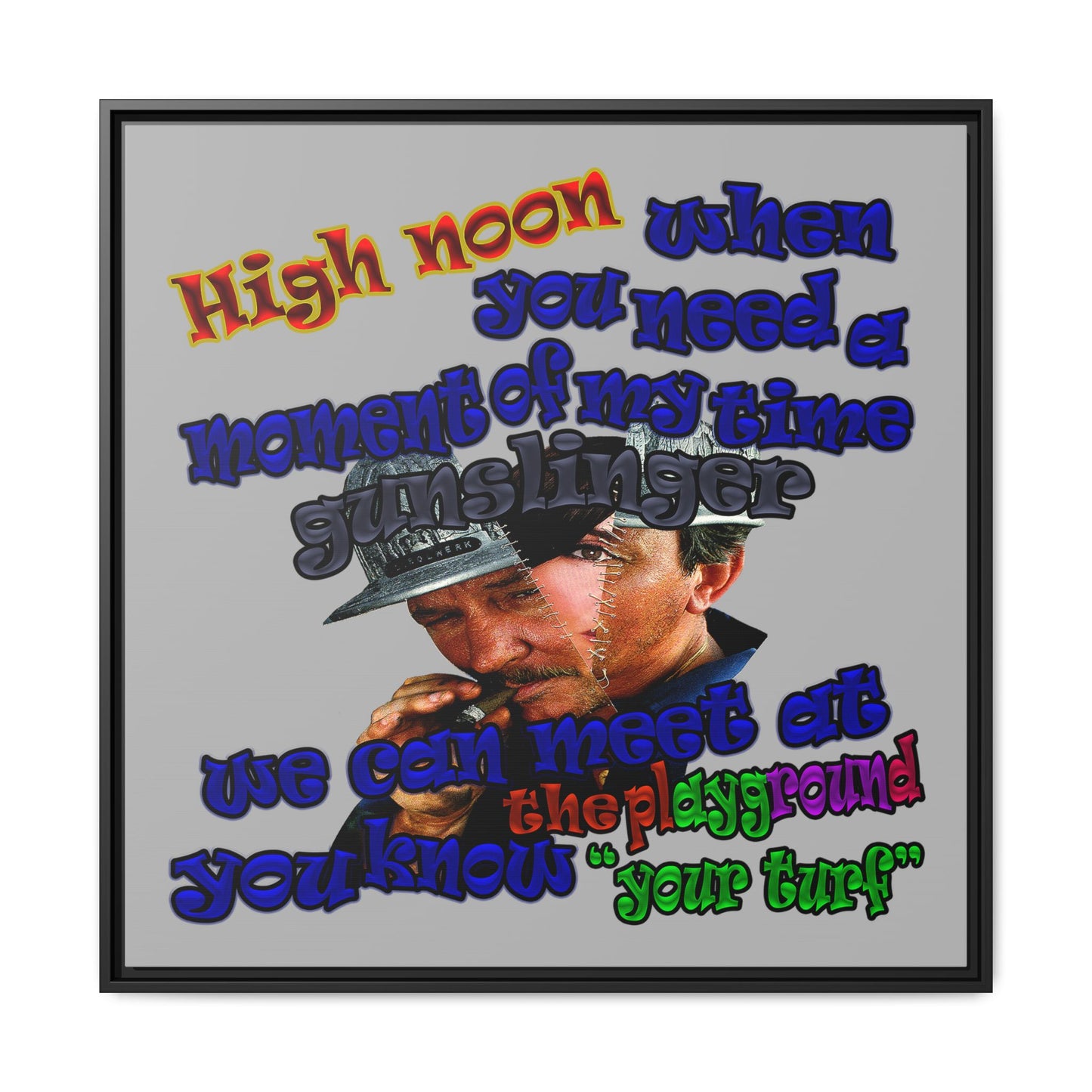 high noon - framed canvas art (light grey)