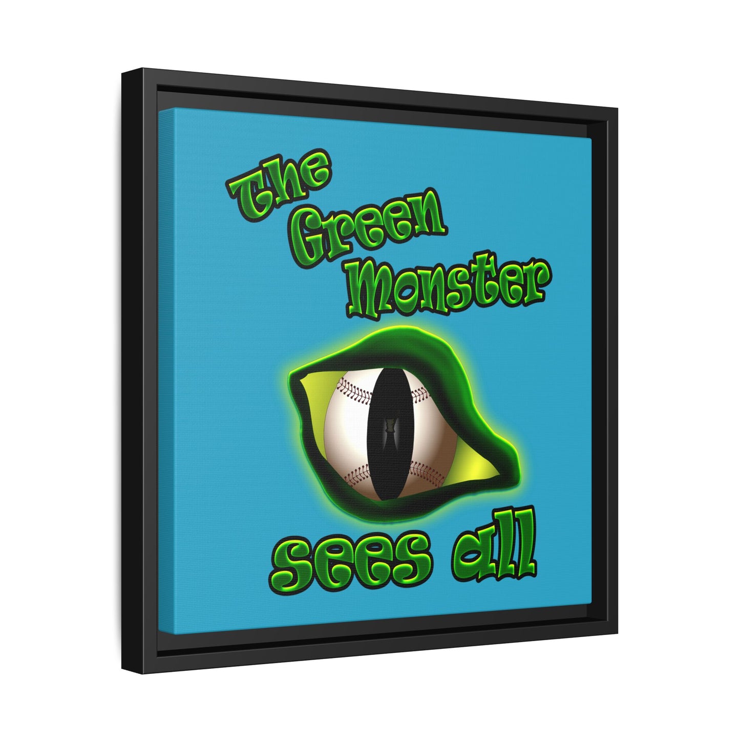 green monster - framed canvas art (turquoise)