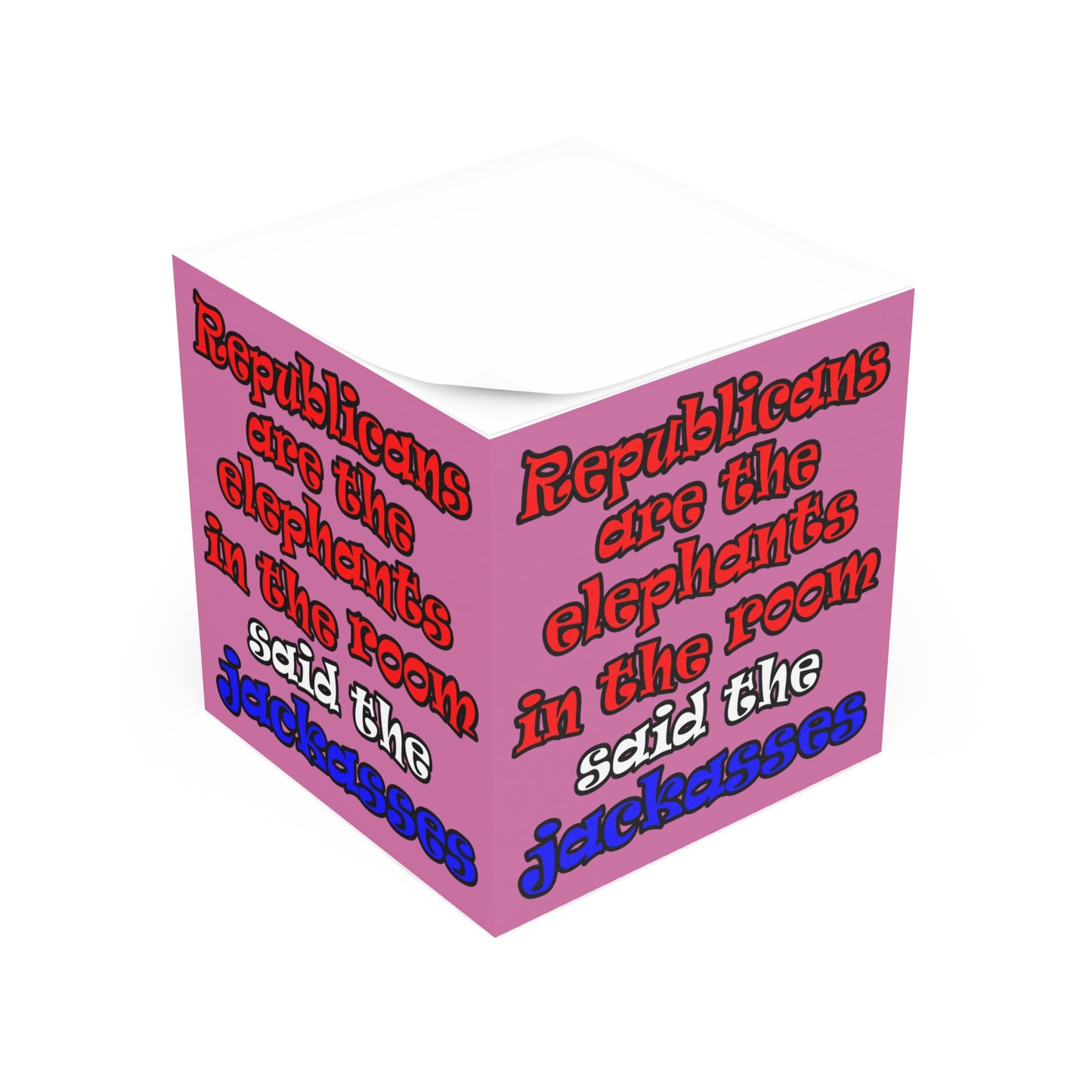 donkeys and elephants - note cube (light pink)