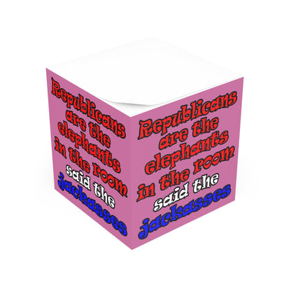 donkeys and elephants - note cube (light pink)