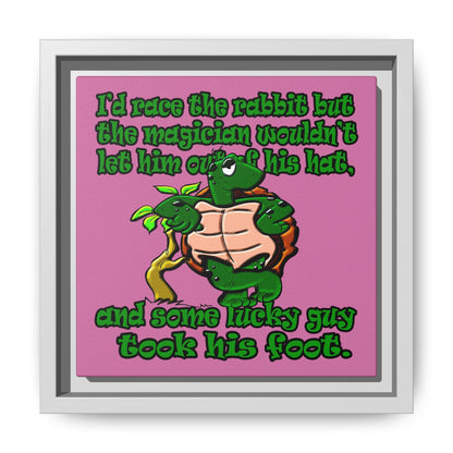 turtle race - framed canvas art (light pink)