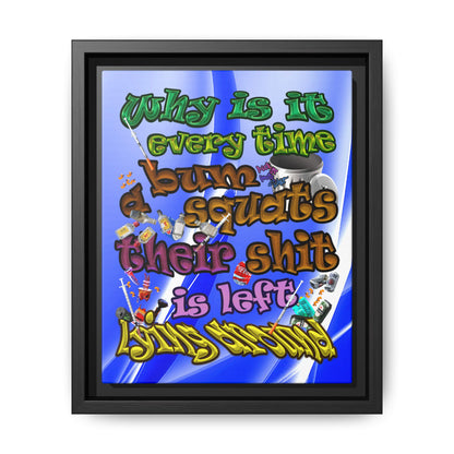 the bum's shit - framed canvas art (blue-white wave)