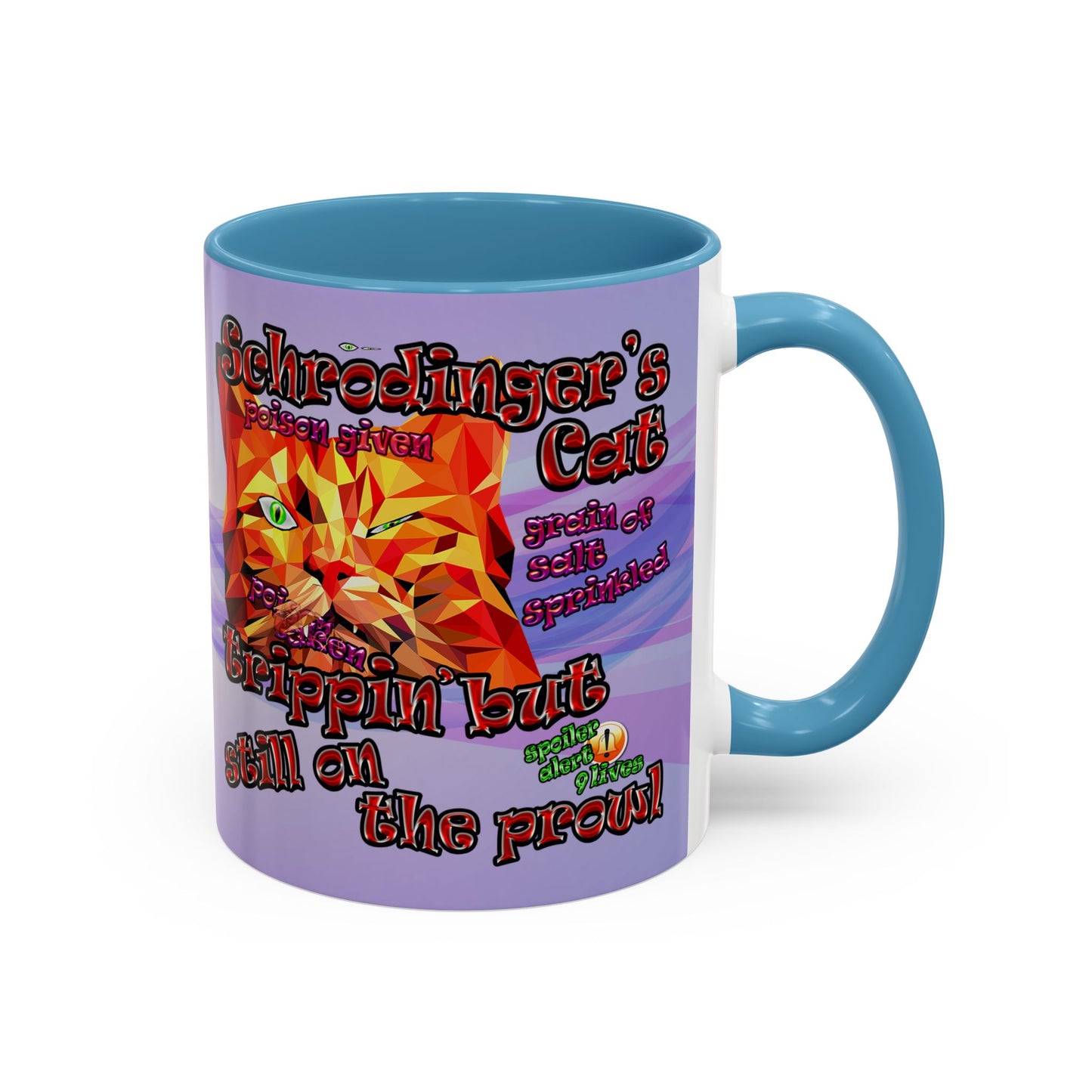 schrodinger's cat - Accent Mug (light blue-pink wave)
