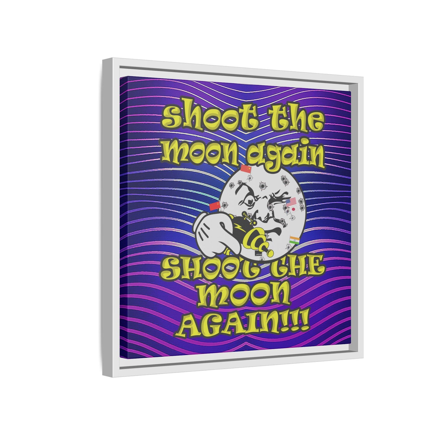 shoot the moon again - framed canvas art (purple wave)