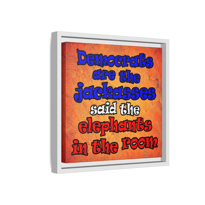 donkeys and elephants - framed canvas art (burnt orange)