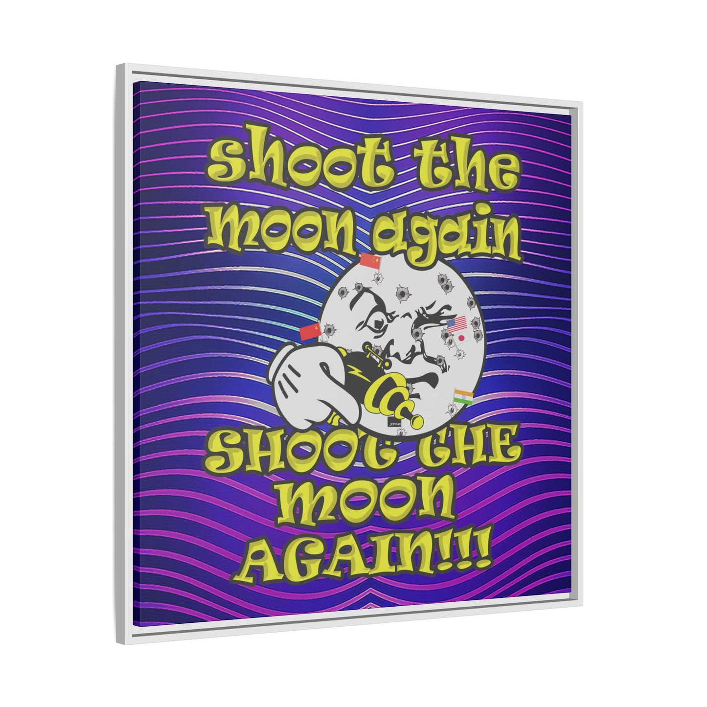 shoot the moon again - framed canvas art (purple wave)