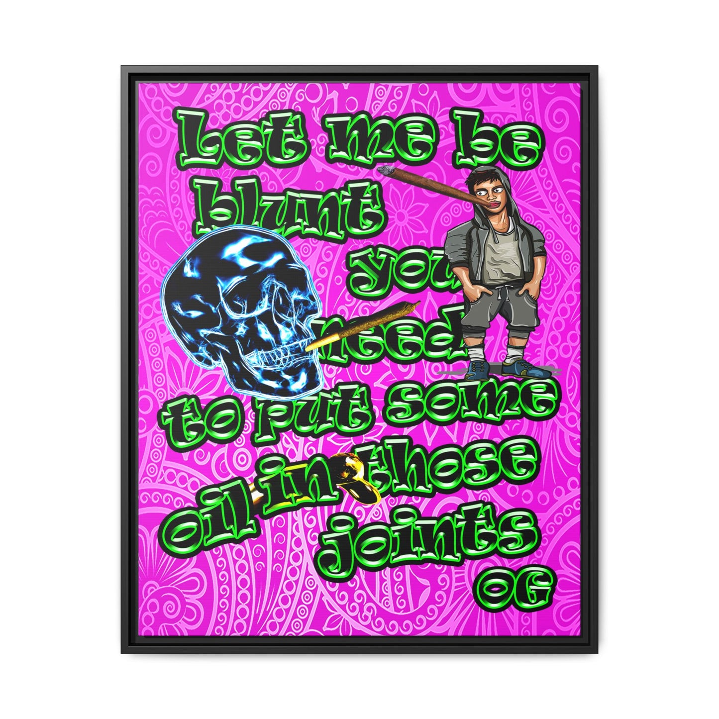 og - framed canvas art (pink swirl)