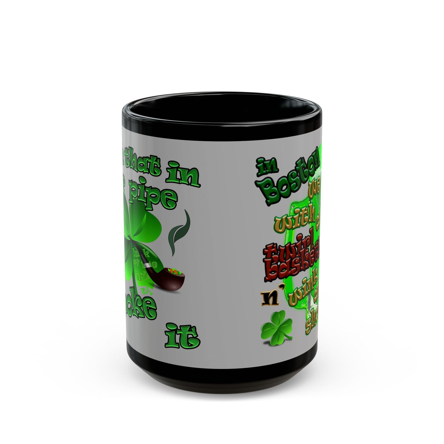 celtics logo - Black Mug (light grey)