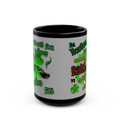 celtics logo - Black Mug (light grey)
