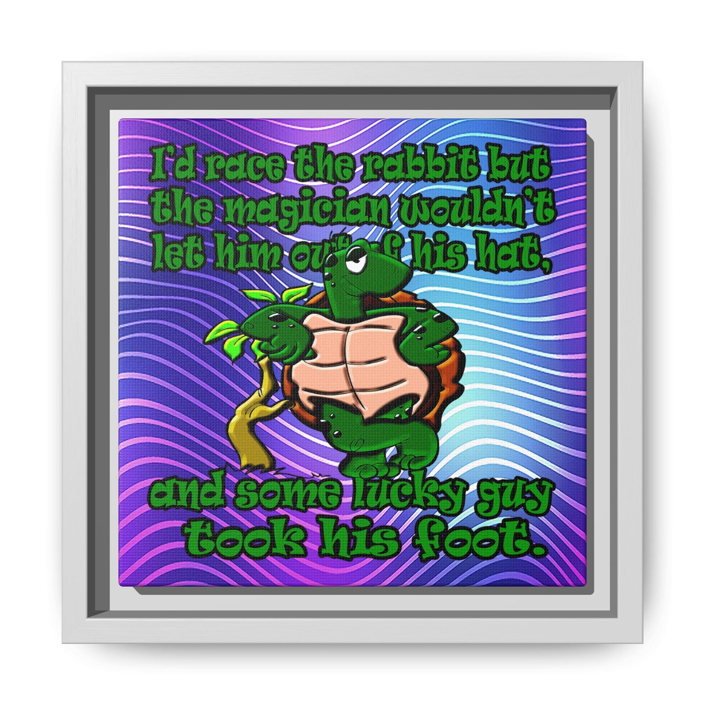 turtle race - framed canvas art (purple wave)