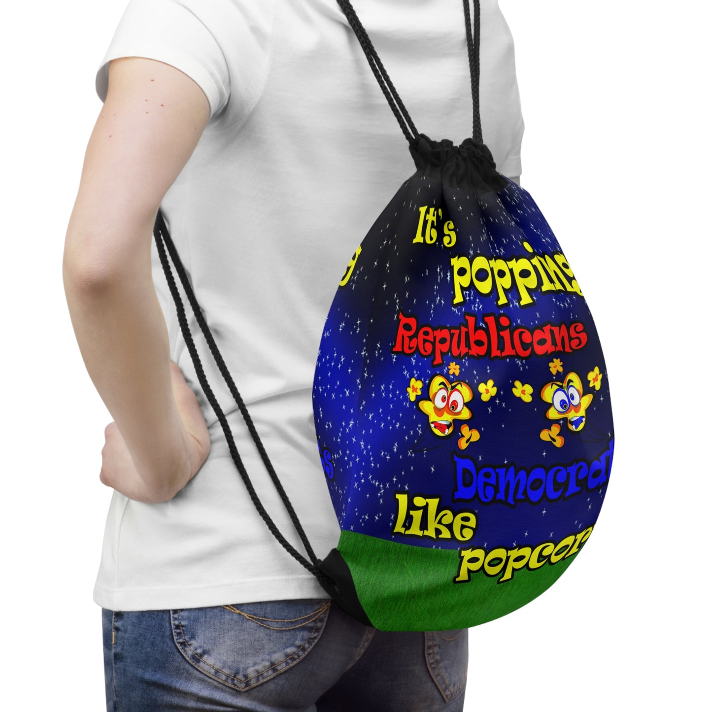 popping like popcorn - Drawstring Bag ('snoops' background)