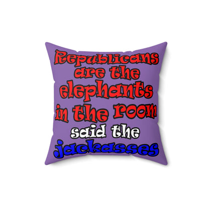 donkeys and elephants - Spun Polyester Square Pillow - (light purple)