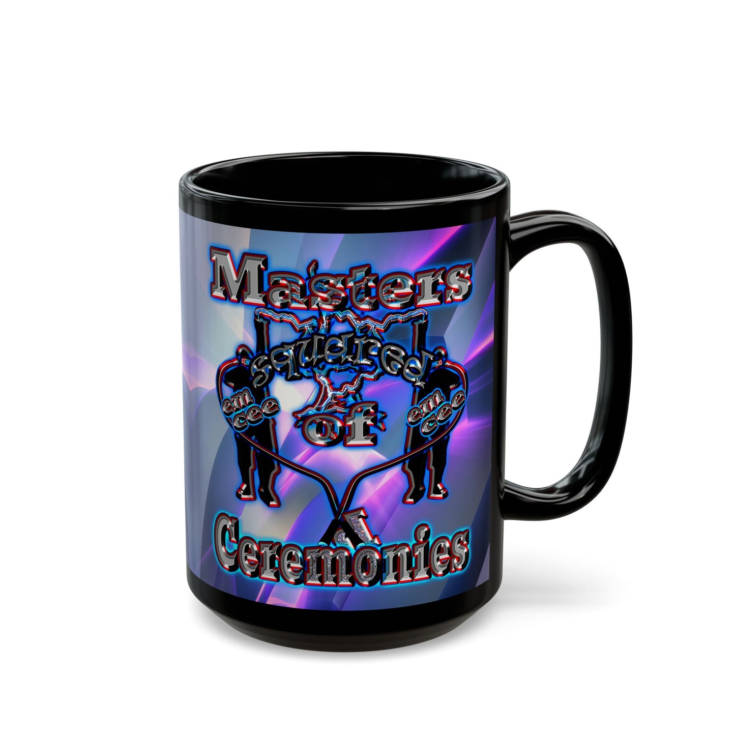 em cee squared - Black Mug (grey-pink wave)
