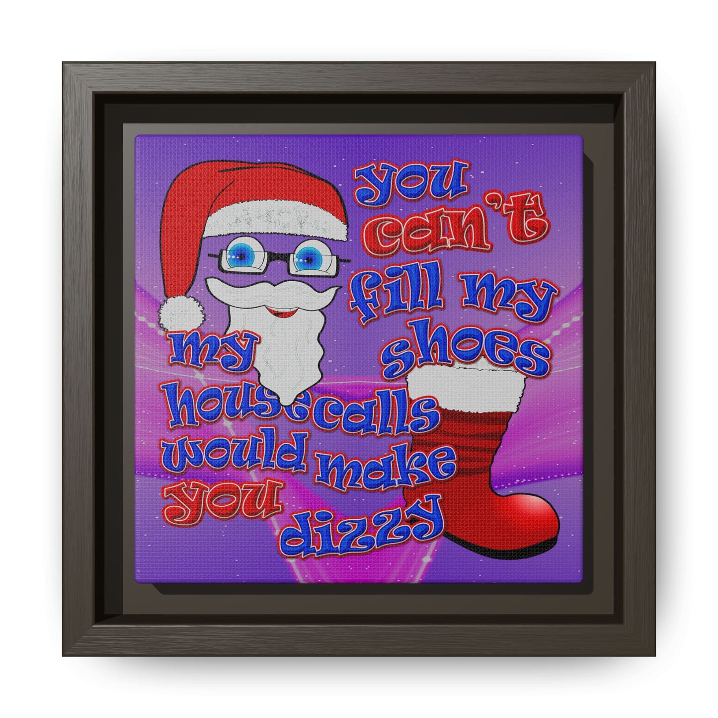 santa's shoes - framed canvas art (purple-pink wave)