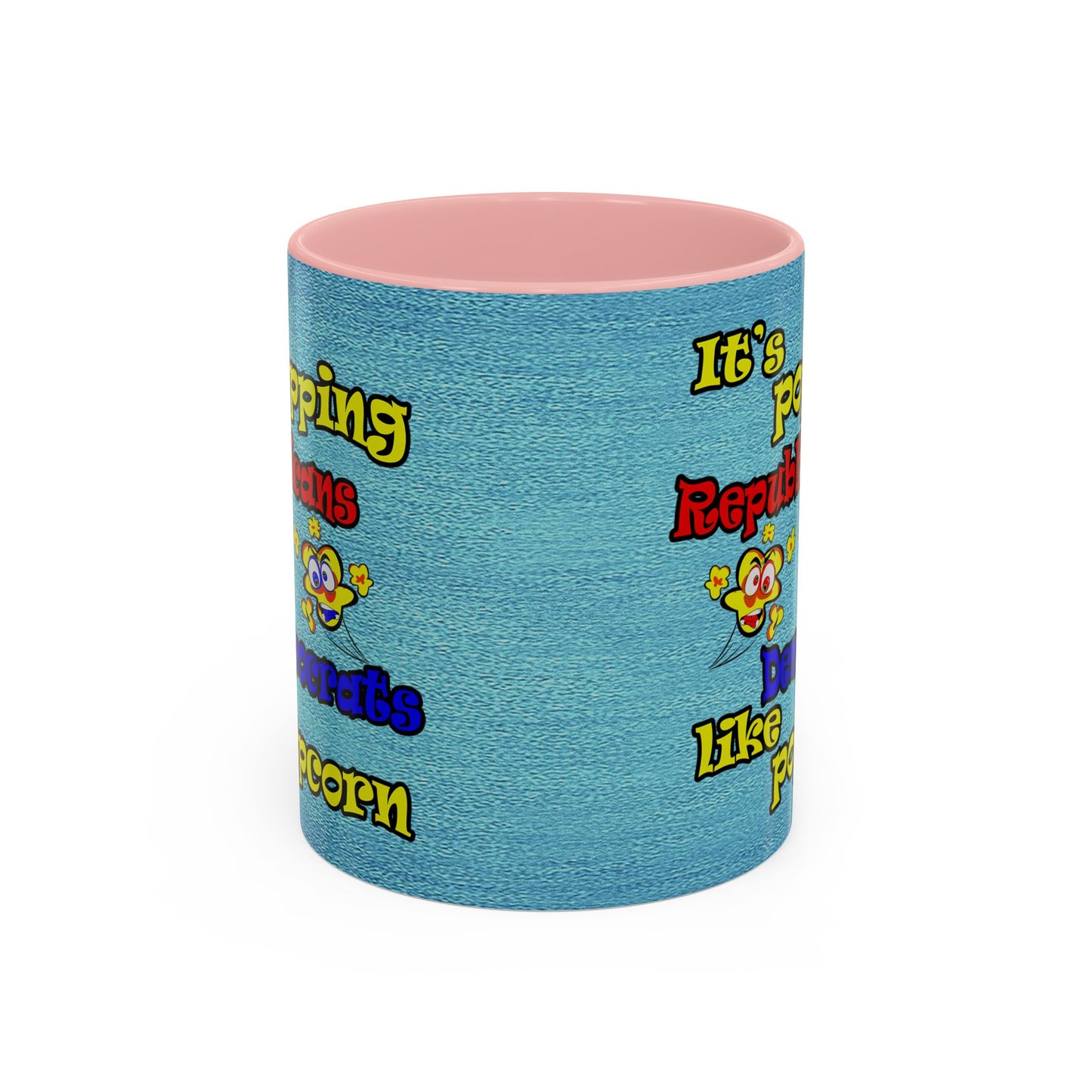 popping like popcorn - Accent Mug (faded dark blue)