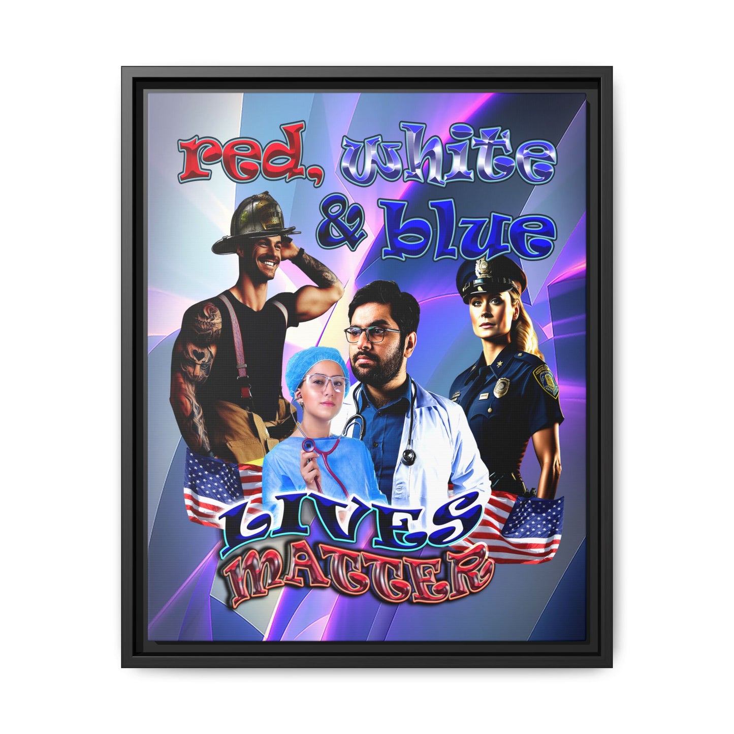 rw&b lives matter - framed canvas art (grey-pink wave)