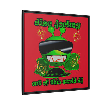disc jockey - framed canvas art (dark red)