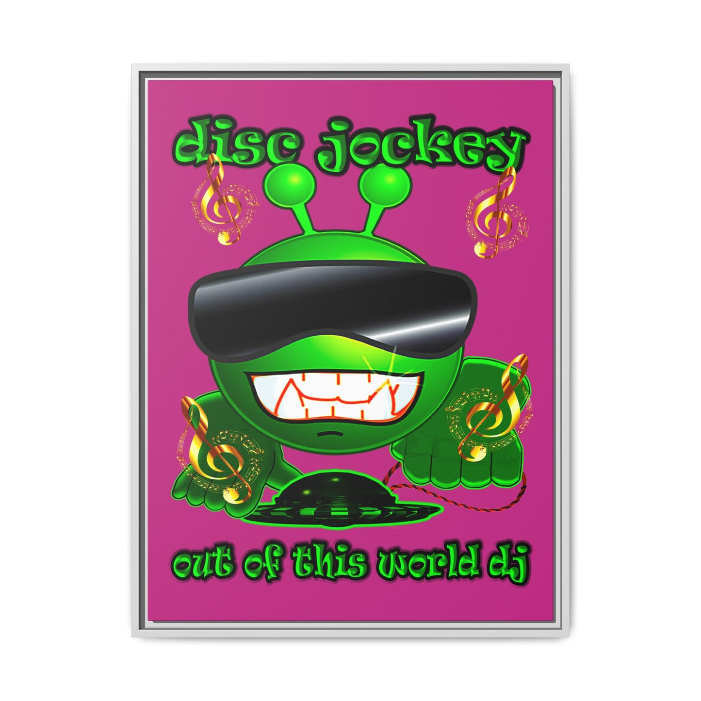 disc jockey - framed canvas art (pink)