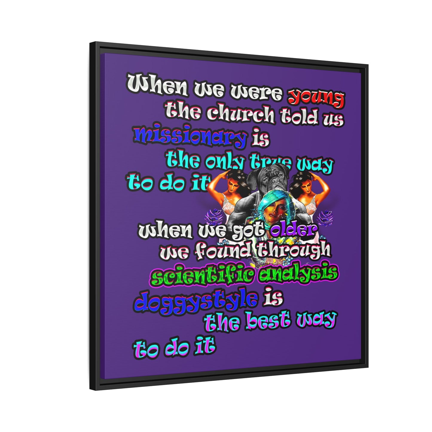 doggystyle - framed canvas art (purple)