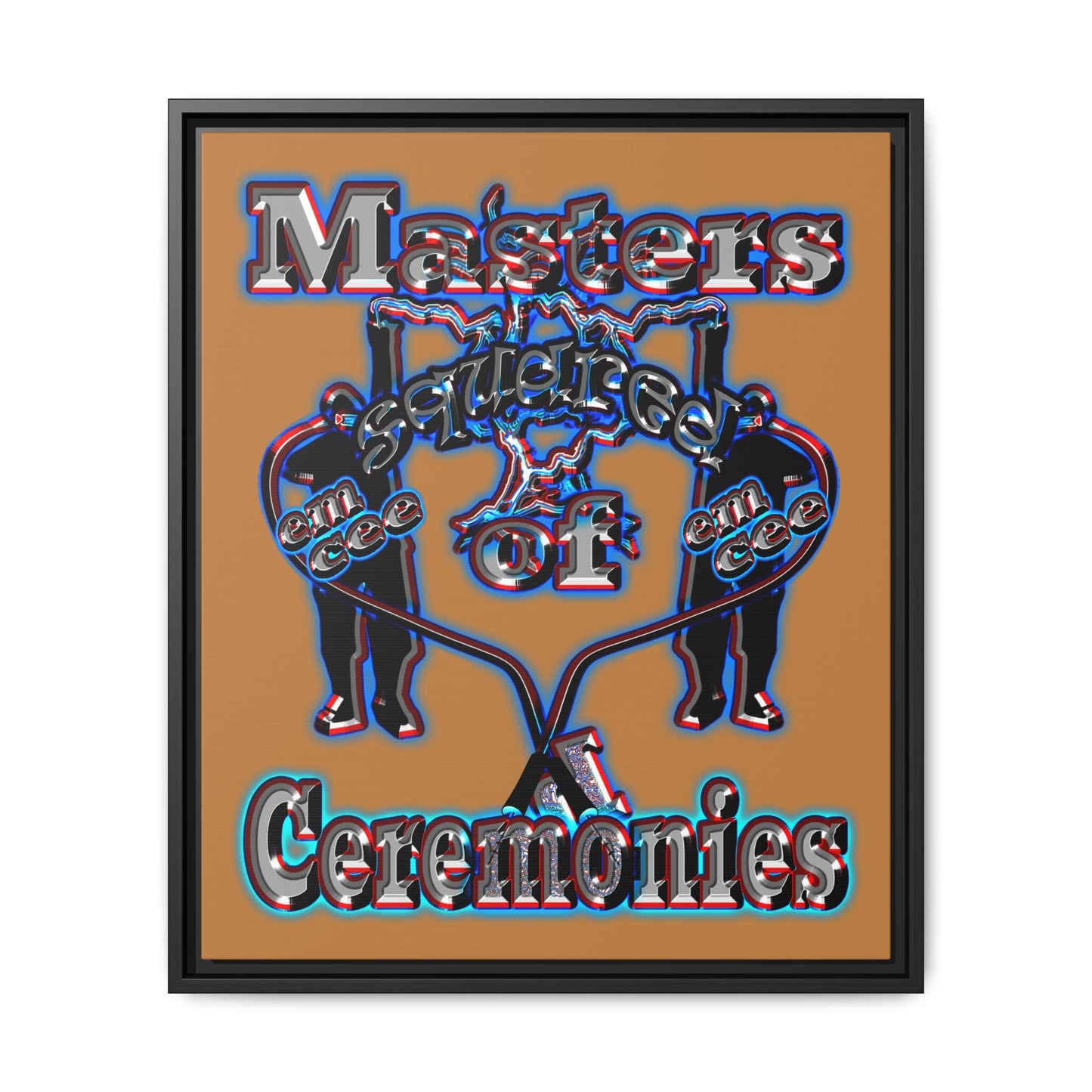 em cee squared - framed canvas art (light brown)