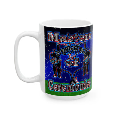 em cee squared - White Mug ('snoops' background)