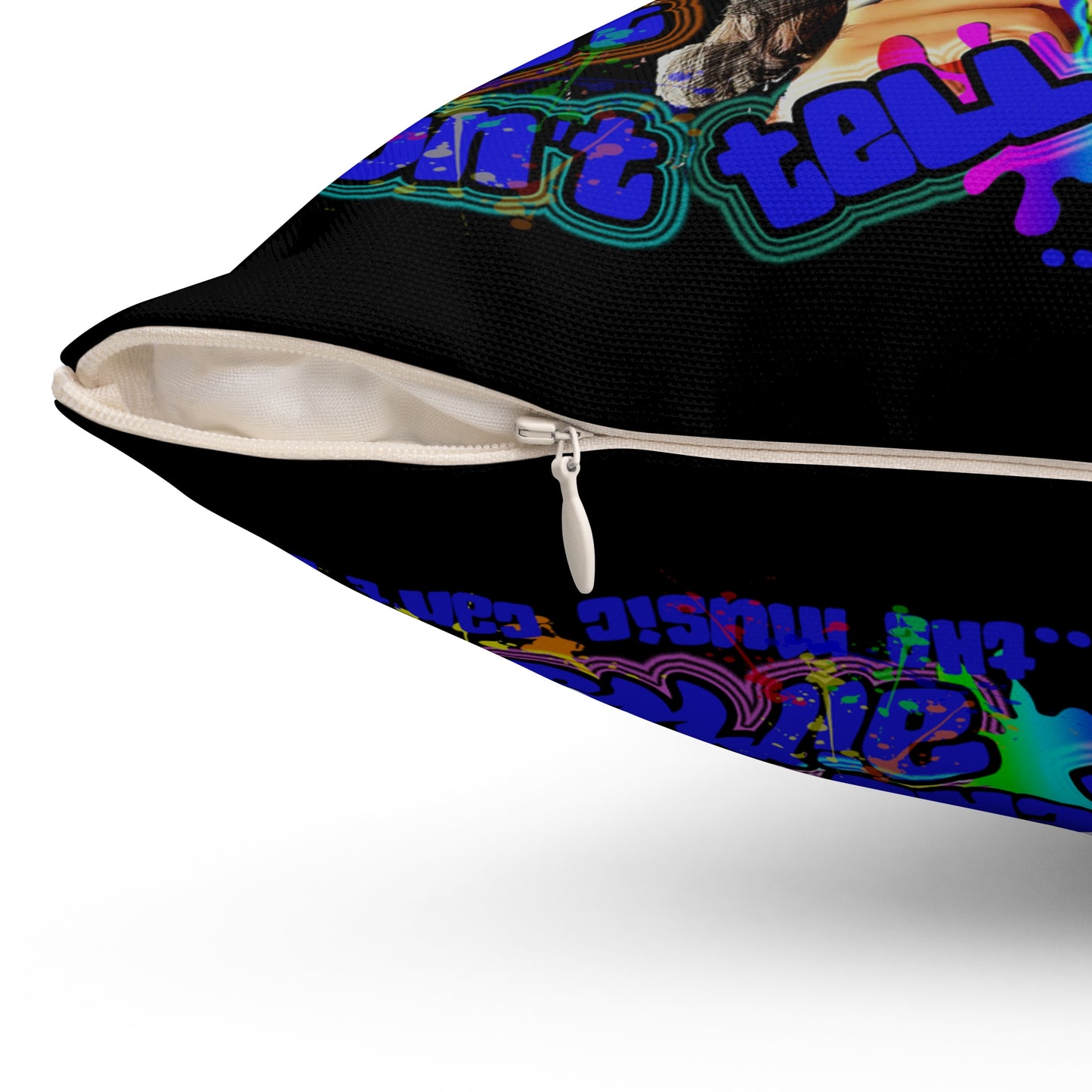 drop the beat - Spun Polyester Square Pillow - (black)