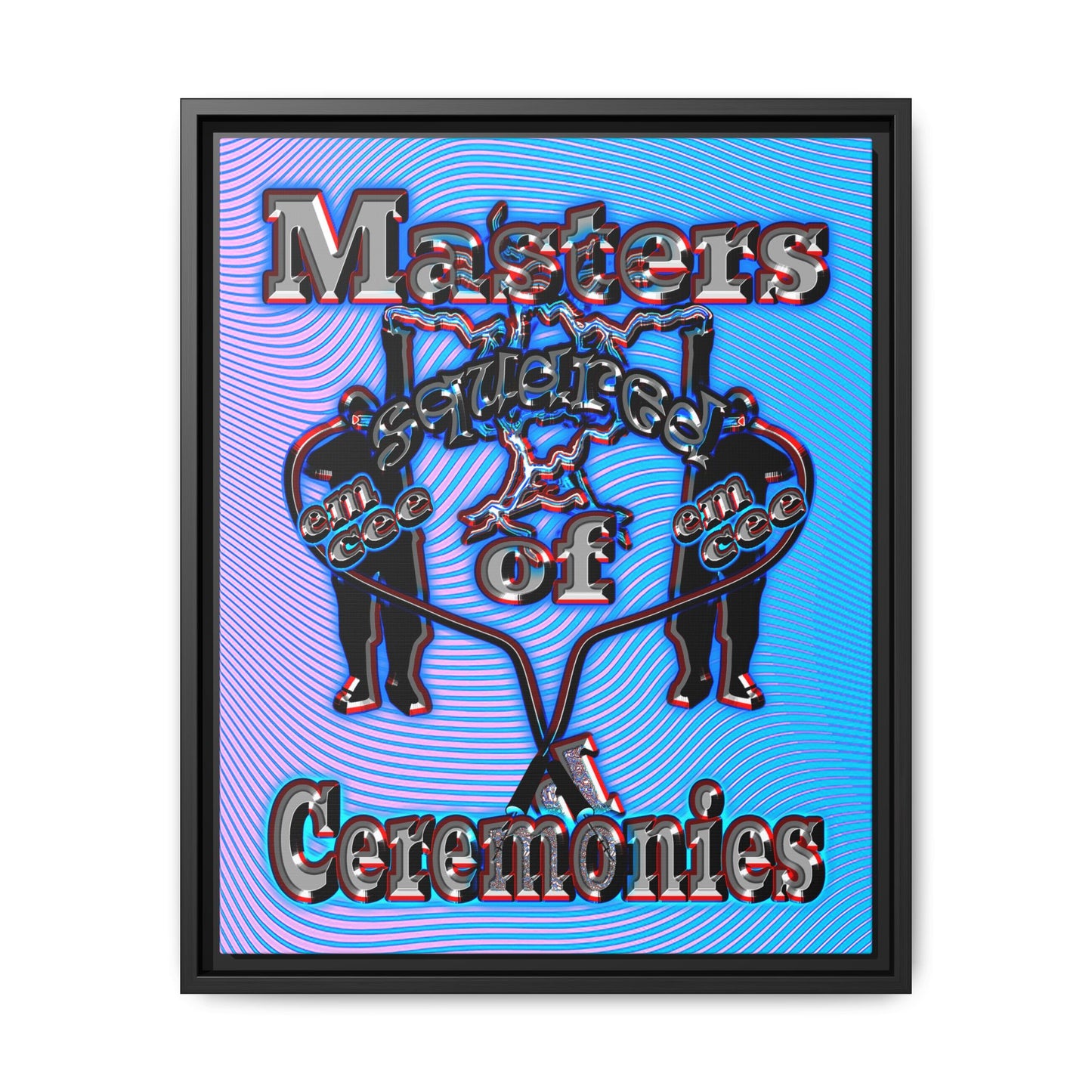 em cee squared - framed canvas art (light blue-purple wave)