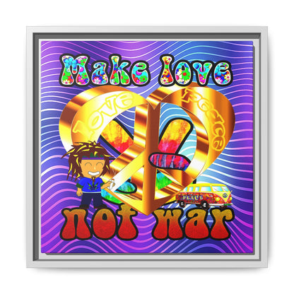 love peace - framed canvas art (purple wave)