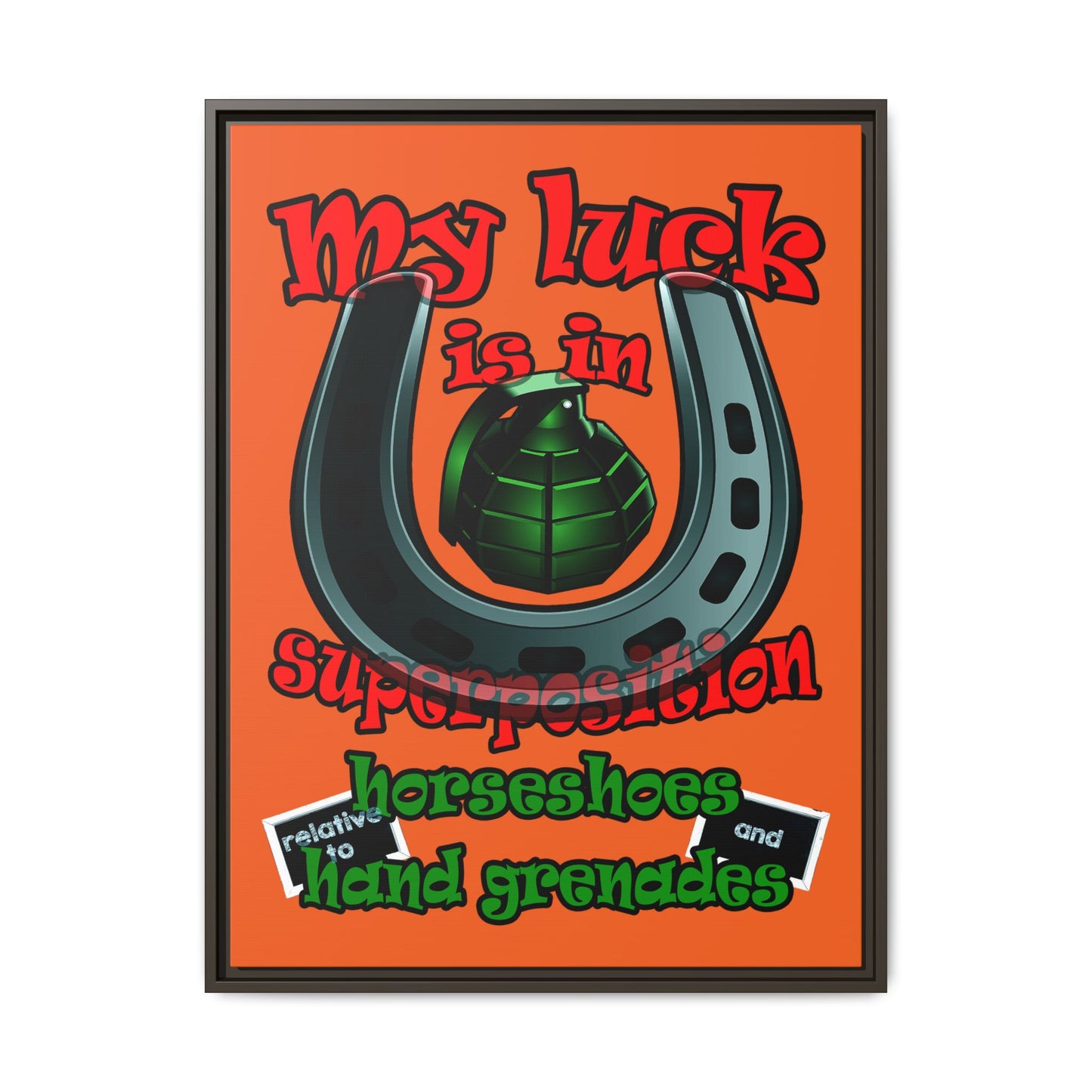 my luck - framed canvas art (orange)