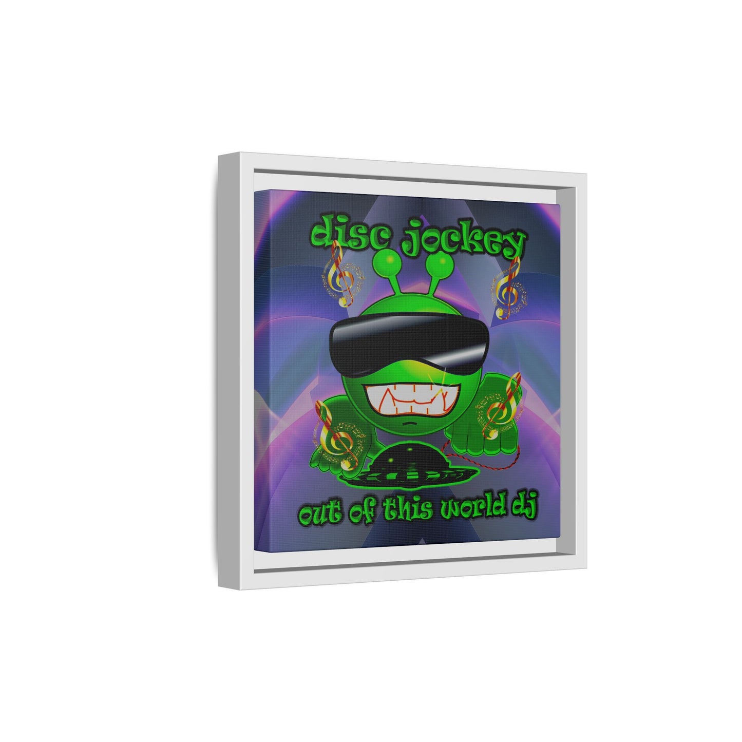 disc jockey - framed canvas art (grey-pink wave)