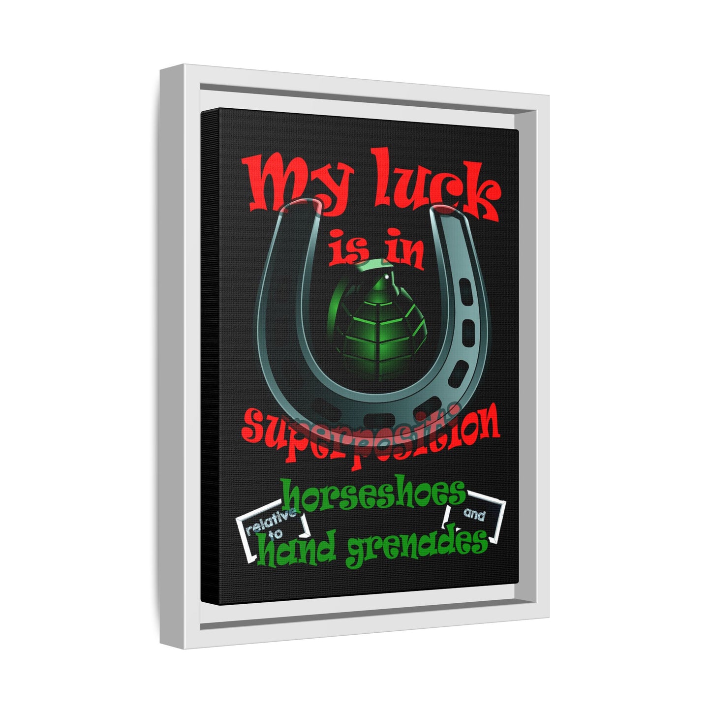 my luck - framed canvas art (black)