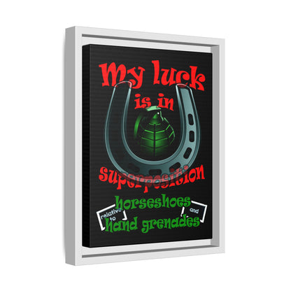 my luck - framed canvas art (black)