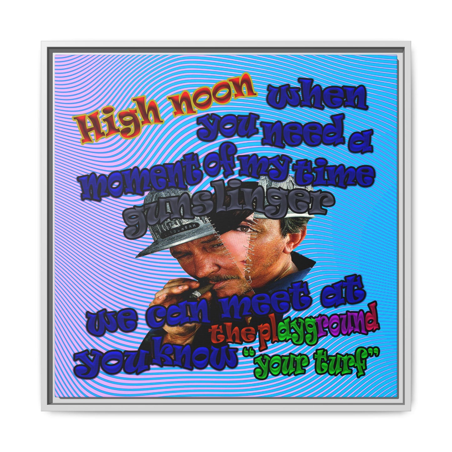 high noon - framed canvas art (light blue-purple wave)
