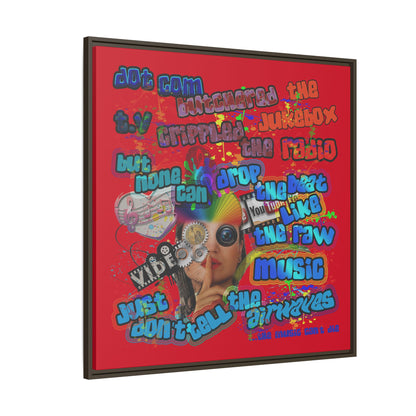 drop the beat - framed canvas art (dark red)