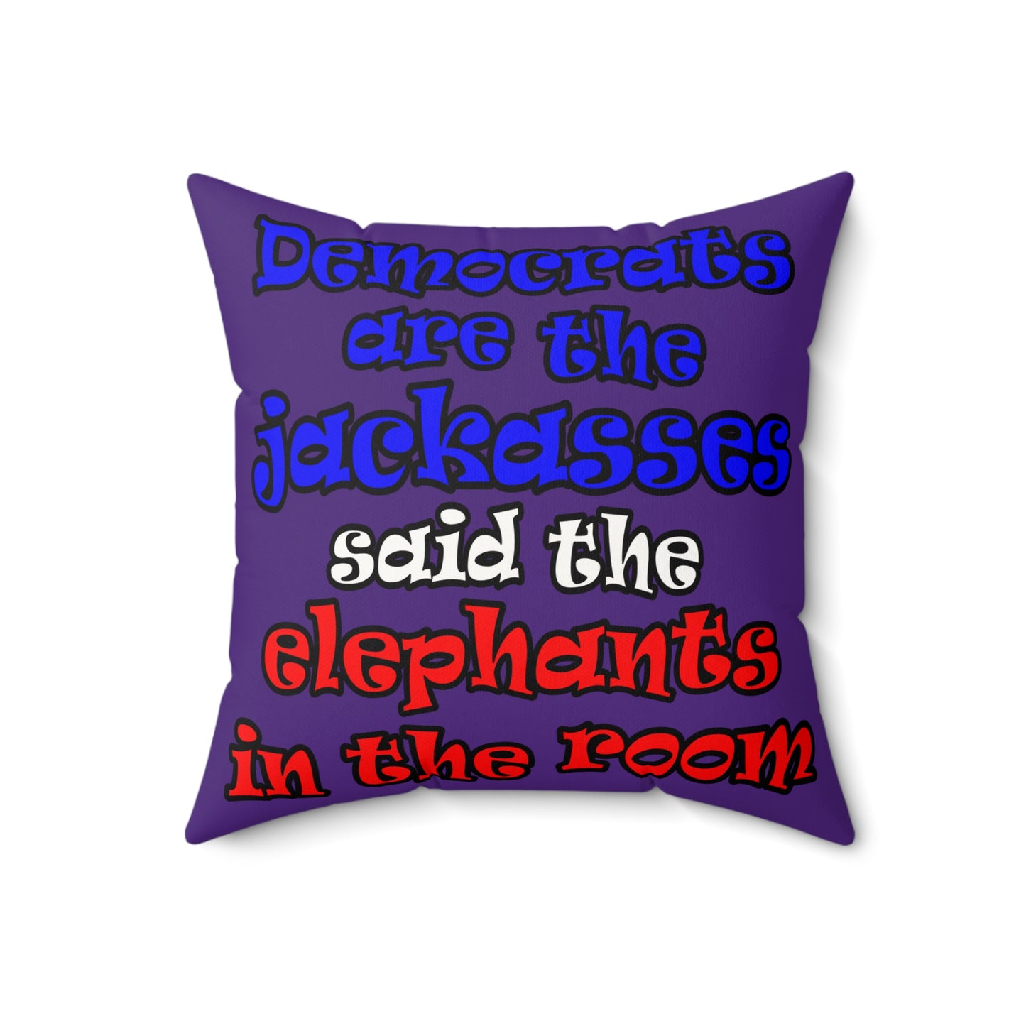 donkeys and elephants - Faux Suede Square Pillow - (purple)