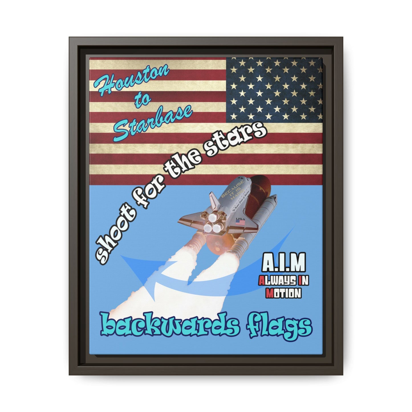 shoot for the stars - framed canvas art (light blue)