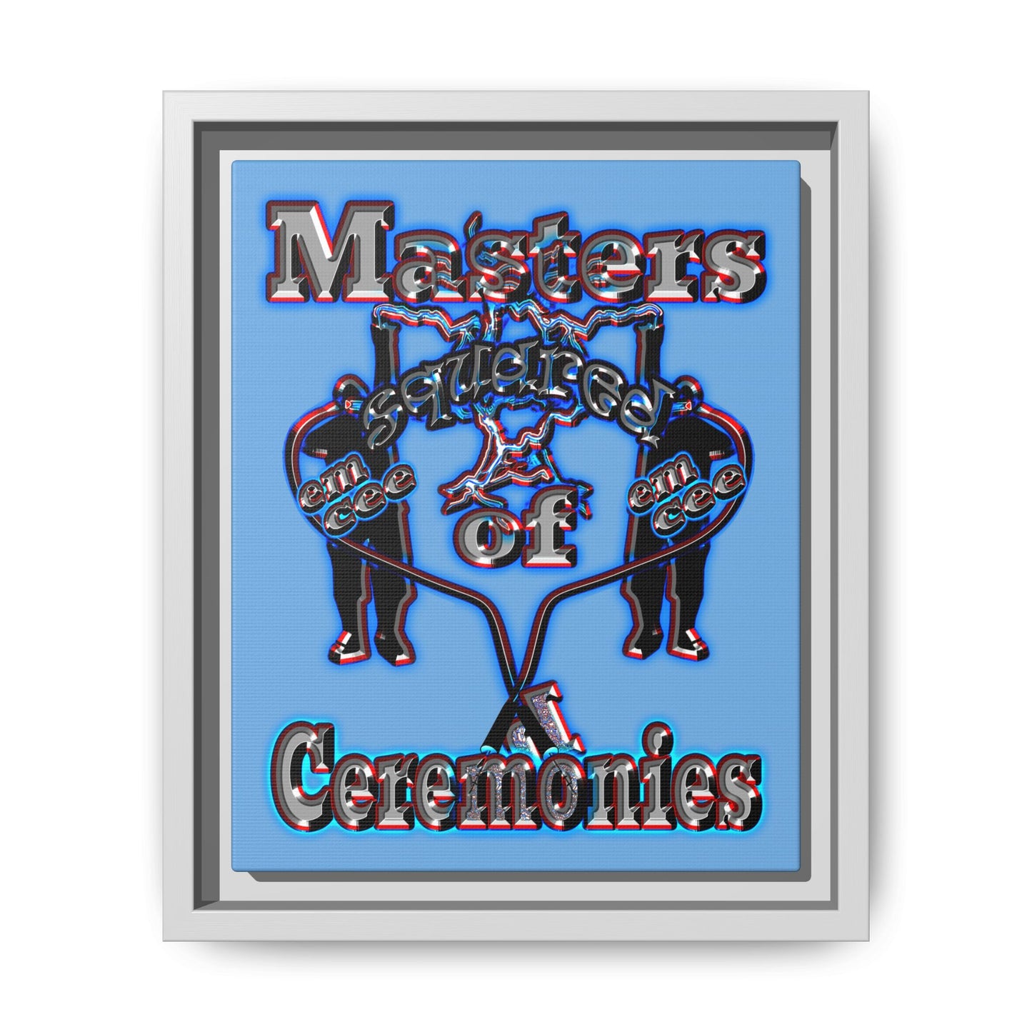 em cee squared - framed canvas art (light blue)