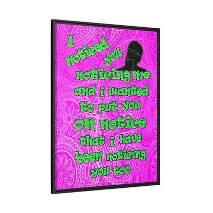 noticed you noticing - framed canvas art (pink swirl)