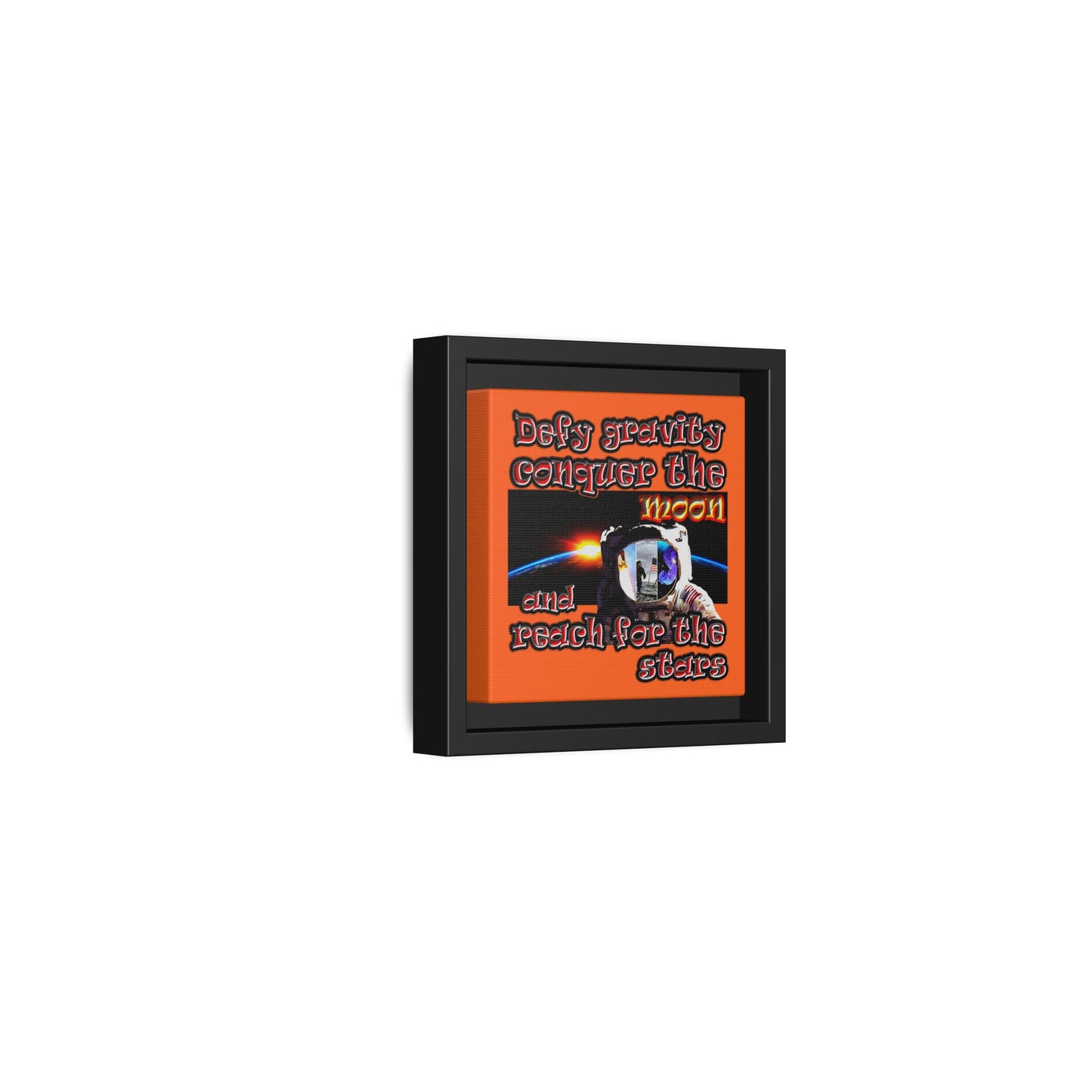 defy conquer reach - framed canvas art (orange)