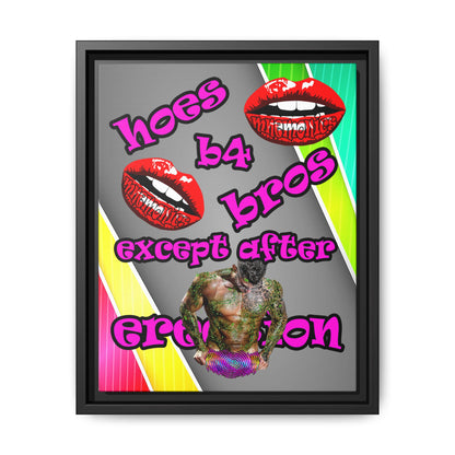 hoes b4 bros - framed canvas art (rainbow split)