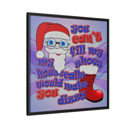 santa's shoes - framed canvas art (light blue-pink wave)