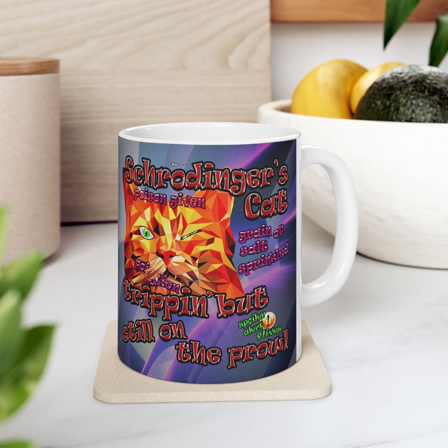 schrodinger's cat - White Mug (grey-pink wave)
