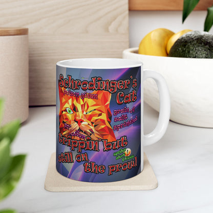 schrodinger's cat - White Mug (grey-pink wave)