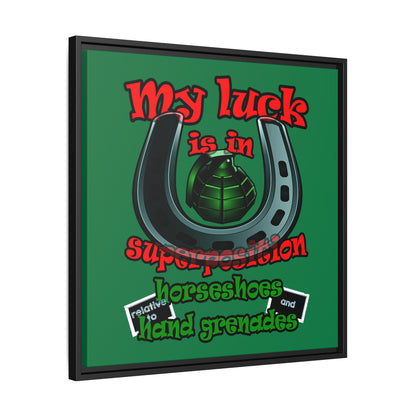 my luck - framed canvas art (dark green)