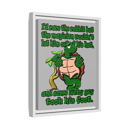 turtle race - framed canvas art (light grey)