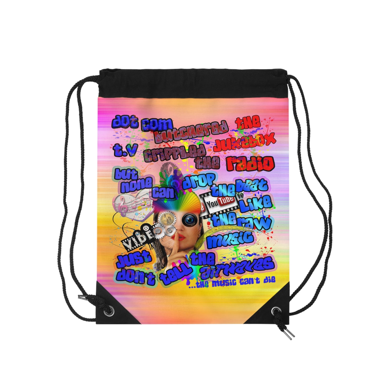 drop the beat - Drawstring Bag (color blur)