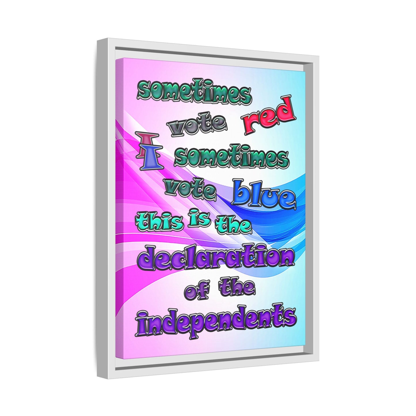 declaration of the independents - framed canvas art (light blue-pink wave)